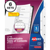 Avery Classification Folder 5-tab TOC Dividers - 30 x Divider(s) - 1-5, Table of Contents - 5 Tab(s)/Set - 8.5" Divider Width x 11" Divider Length - 3 Hole Punched - White Paper Divider - White Paper Tab(s) - 6 / Pack