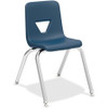 Lorell 16" Seat-height Stacking Student Chairs - Four-legged Base - Navy - Polypropylene - 4 / Carton