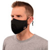 Skullerz 8800 Contoured Face Cover Mask 3-Pack - Breathable, Adjustable Nose Clip, Adjustable Ear Loop, Anti-odor, Antimicrobial, Machine Washable, Reusable, Quick Drying - Small/Medium Size - Cotton Twill, Polyester - Black - 120 / Pack
