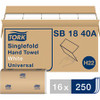 Tork Universal Singlefold Hand Towel - 9.13" x 10.25" - White - Fiber - Absorbent - 250 Per Pack - 16 / Carton