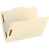 Smead 1/3 Tab Cut Letter Recycled Fastener Folder - 8 1/2" x 11" - 3/4" Expansion - 2 x 2K Fastener(s) - 2" Fastener Capacity for Folder - Top Tab Location - Assorted Position Tab Position - Manila - Manila - 10% Recycled - 50 / Box