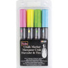 Marvy Bistro Chisel Tip Chalk Markers - Chisel Marker Point Style - Fluorescent Blue, Fluorescent Green, Fluorescent Pink, Fluorescent Yellow Water Based, Pigment-based Ink - 4 / Set