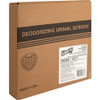 Genuine Joe Deluxe Urinal Screen - Lasts upto 30 Days - Deodorizer, Tapered Drain Hole, Splash Resistant - 12 / Box - White