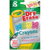 Crayola Washable DryErase Neon Crayons - Neon Assorted - 8 / Box