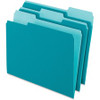 Pendaflex 1/3 Tab Cut Letter Recycled Top Tab File Folder - 8 1/2" x 11" - Top Tab Location - Assorted Position Tab Position - Teal - 10% Recycled - 100 / Box