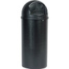 Rubbermaid Commercial Marshal 25 gallon Container - Push Door Opening - Hinged Lid - 25 gal Capacity - Round - Yes - Durable, Scratch Resistant, Dent Resistant - 42" Height x 18" Diameter - Polyethylene, Plastic - Black - 1 Each