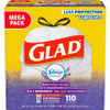 Glad ForceFlex Tall Kitchen Drawstring Trash Bags - Mediterranean Lavender with Febreze Freshness - 13 gal - 23.75" Width x 25.38" Length x 0.72 mil (18 Micron) Thickness - White - 1/Box - 110 Per Box - Home, Office
