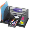 Safco Onyx 3-Drawer Desktop Organizer - 3 Drawer(s) - 16" Height x 11.4" Width x 8" Depth - Black - Steel - 1 Each