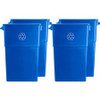 Genuine Joe 23 Gallon Recycling Container - 23 gal Capacity - Rectangular - 30" Height x 22.5" Width x 11" Depth - Blue, White - 4 / Carton