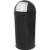 Genuine Joe Push Open Round Top Receptacle - 12 gal Capacity - Round - 29.2" Height x 14.8" Diameter - Black - 1 Each