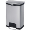 Rubbermaid Commercial Slim Jim Metal 13G Front Step Can - 13 gal Capacity - 28.7" Height x 13.7" Width - Stainless Steel, Poly - Black - 1 Each