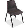 Lorell Plastic Stacking Chairs - Black Polypropylene Seat - Black Polypropylene Back - Black, Powder Coated Metal Frame - Arched Base - 4 / Carton