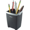Office Suites Pencil Cup - 4.3" x 3.1" x 3.1" x - 1 Each - Black, Silver