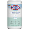 Clorox Cleaning Wipes - Free & Clear - Wipe - 4.25" Width x 4.25" Length - 1 Each - White