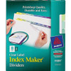 Avery Index Maker Index Divider - 40 x Divider(s) - Print-on Tab(s) - 8 - 8 Tab(s)/Set - 8.5" Divider Width x 11" Divider Length - 3 Hole Punched - White Paper Divider - Multicolor Paper Tab(s) - 5 / Pack