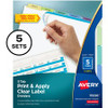 Avery Index Maker Index Divider - 25 x Divider(s) - Print-on Tab(s) - 5 - 5 Tab(s)/Set - 8.5" Divider Width x 11" Divider Length - 3 Hole Punched - White Paper Divider - Multicolor Paper Tab(s) - 5 / Pack