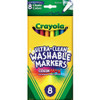 Crayola Thinline Washable Markers - Fine Marker Point - Red, Orange, Yellow, Green, Blue, Violet, Brown, Black Water Based Ink - 8 / Set