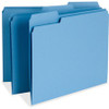 Business Source 1/3 Tab Cut Letter Recycled Top Tab File Folder - 8 1/2" x 11" - Top Tab Location - Assorted Position Tab Position - Blue - 10% Recycled - 100 / Box