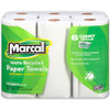 Marcal 100% Recycled Giant Roll Paper Towels - 2 Ply - 140 Sheets/Roll - White - Perforated, Dye-free, Fragrance-free, Strong, Lint-free, Absorbent - 6 Rolls Per Pack - 1 Pack