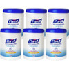 PURELL Sanitizing Wipes - White - Ethyl Alcohol - Lint-free, Durable, Textured, Individually Wrapped - For Travelling, Food Service, Healthcare, Hospitality, General Purpose, Hand - 270 Per Canister - 6 / Carton