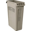 Rubbermaid Commercial Slim Jim Vented Container - 23 gal Capacity - Rectangular - Durable, Handle - 30" Height x 11" Width x 22" Depth - Beige - 4 / Carton
