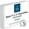 Business Source Tabloid-size Round Ring Reference Binder - 2" Binder Capacity - Tabloid - 11" x 17" Sheet Size - Round Ring Fastener(s) - White - Recycled - Durable, Clear Overlay - 1 Each