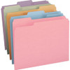 Smead Colored 1/3 Tab Cut Letter Recycled Top Tab File Folder - 8 1/2" x 11" - Top Tab Location - Assorted Position Tab Position - Camel, Lake Blue, Lavender, Moss, Pink - 10% Recycled - 100 / Box