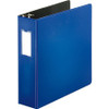 Business Source Slanted D-ring Binders - 3" Binder Capacity - 3 x D-Ring Fastener(s) - 2 Internal Pocket(s) - Chipboard, Polypropylene - Blue - PVC-free, Non-stick, Spine Label, Gap-free Ring, Non-glare, Heavy Duty, Open and Closed Triggers - 1 Each