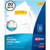 Avery Big Tab Printable White Label Dividers - 100 x Divider(s) - 5 - 5 Tab(s)/Set - 8.5" Divider Width x 11" Divider Length - 3 Hole Punched - White Paper Divider - White Paper Tab(s) - 20 / Box