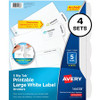 Avery Big Tab Printable Large White Label Dividers - 20 x Divider(s) - 5 - 5 Tab(s)/Set - 8.5" Divider Width x 11" Divider Length - 3 Hole Punched - White Paper Divider - White Paper Tab(s) - 4 / Pack