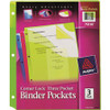 Avery Corner Lock Binder Pockets - 20 x Page Capacity - For Letter 8 1/2" x 11" Sheet - 3 x Holes - Ring Binder - Rectangular - Blue, Green, Pink - Polypropylene - 3 / Pack