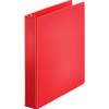 Business Source Basic Round Ring Binders - 1 1/2" Binder Capacity - Letter - 8 1/2" x 11" Sheet Size - Round Ring Fastener(s) - Vinyl - Red - 1.02 lb - 1 Each