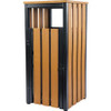Lorell Outdoor Waste Bin - Rectangular - Weather Resistant - 33.6" Height x 15.8" Width x 15.8" Depth - Polystyrene - Teak - 1 Each