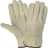 MCR Safety Durable Cowhide Leather Work Gloves - Medium Size - Cream - Durable, Comfortable, Flexible - For Construction - 2 / Pair