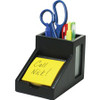 Victor 9505-5 Midnight Black Pencil Cup with Note Holder - 4.4" x 5.6" x 3.9" - Wood, Glass - 1 Each - Black