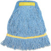 Genuine Joe GJOSBL1B, Narrow Band Blend Small Mophead, 1 Each, Blue - Synthetic, Rayon, Cotton, Fiber