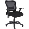 Lorell Flipper Arm Mid-back Chair - Fabric Seat - Mid Back - 5-star Base - Black - 1 Each