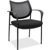 Lorell Mesh Back Guest Chair - Fabric Seat - Plastic Frame - Black - Armrest - 1 Each