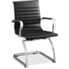 Lorell Modern Chair Mid-back Leather Guest Chairs - Leather Seat - Leather Back - Mid Back - Cantilever Sled Base - Black - 2 / Carton