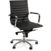 Lorell Modern Chair Series Mid-back Leather Chair - Leather Seat - Leather Back - Mid Back - 5-star Base - Black - 1 Each