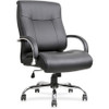 Lorell Leather Deluxe Big/Tall Chair - Black Bonded Leather Seat - Black Bonded Leather Back - 5-star Base - Black - 1 Each