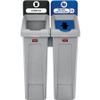 Rubbermaid Commercial Slim Jim Recycling Station - Black, Blue - 1 Each