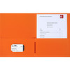 Business Source Letter Portfolio - 8 1/2" x 11" - 125 Sheet Capacity - Inside Front & Back Pocket(s) - Paper Stock - Orange - 25 / Box