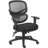 Lorell Mesh-Back Fabric Executive Chairs - Black Fabric Seat - Black Mesh Back - 5-star Base - Black, Silver - Fabric - 1 Each