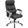 Lorell Executive High-back Chair - Black Seat - 5-star Base - Black, Silver - Bonded Leather - 1 Each