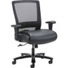 Lorell Heavy-duty Mesh Task Chair - Black Leather, Polyurethane Seat - Black - Armrest - 1 Each