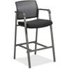 Lorell Mesh Back Guest Stool - Black Fabric Seat - Square Base - 1 Each