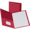 Business Source Letter Recycled Pocket Folder - 8 1/2" x 11" - 100 Sheet Capacity - 3 x Prong Fastener(s) - 1/2" Fastener Capacity - 2 Inside Front & Back Pocket(s) - Leatherette - Red - 35% Recycled - 25 / Box