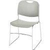 Lorell Lumbar Support Stacking Chair - Gray Polymer Seat - Gray Polymer Back - Chrome Metal Frame - Gray - 4 / Carton