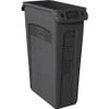 Rubbermaid Commercial Slim Jim Vented Container - 23 gal Capacity - Rectangular - Durable - 30" Height x 11" Width x 22" Depth - Black - 4 / Carton